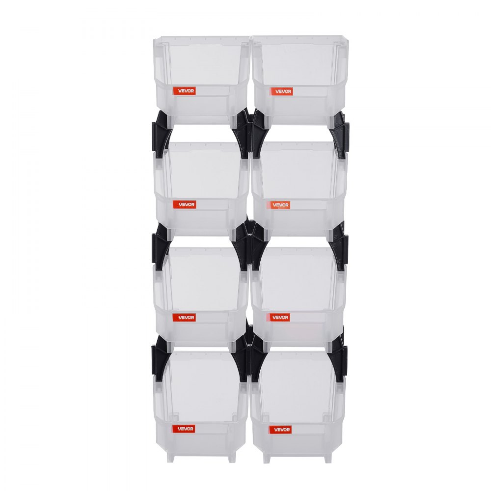 VEVOR Contenitori Impilabili in Plastica, 276 x 140 x 130 mm, 8 Pezzi, Contenitori in Plastica per Organizzare Oggetti in Armadio, Piccole Parti, Forniture per Ufficio, Altri Accessori, Trasparenti