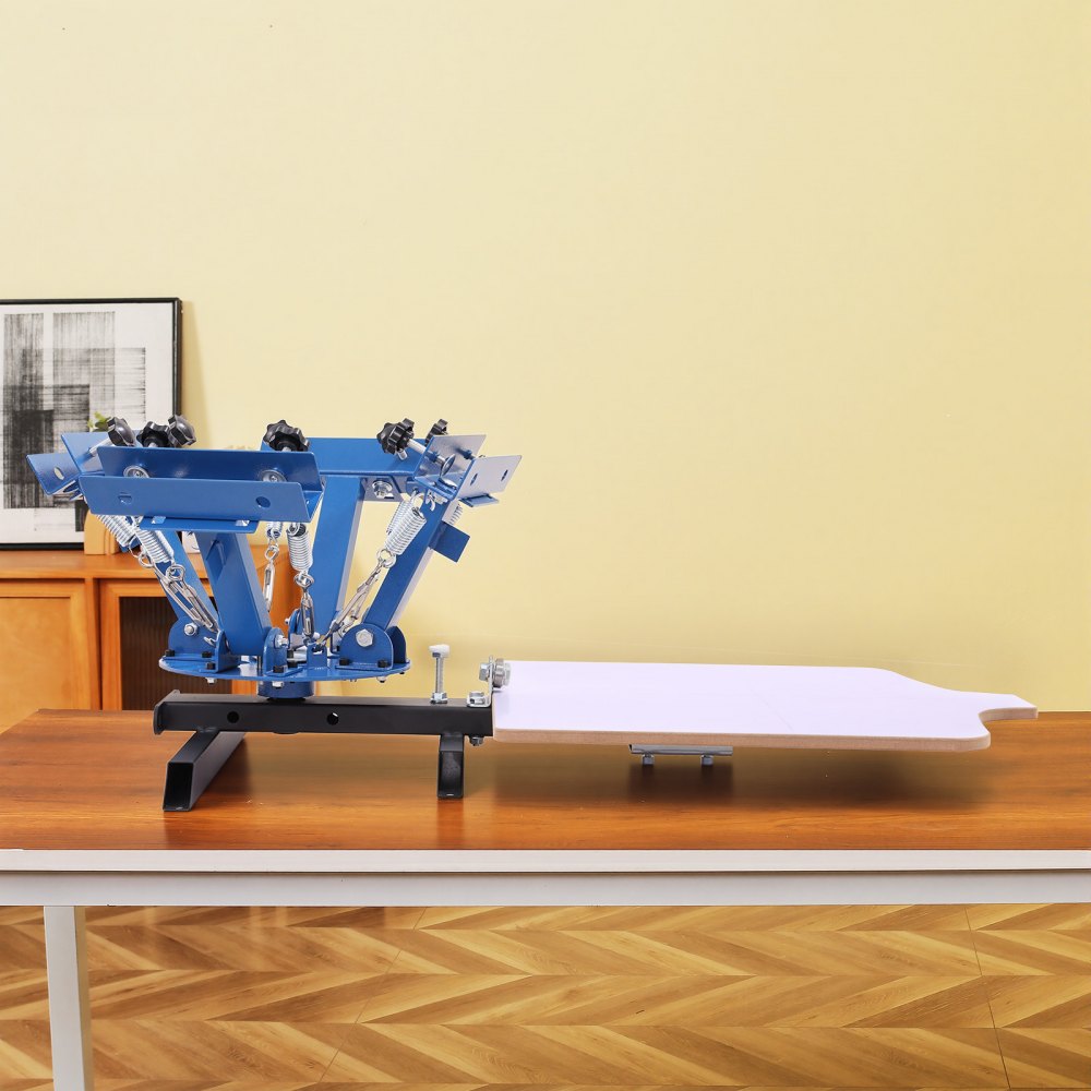 VEVOR Macchina Serigrafica a 4 Colori e 1 Stazione Dimensioni 540 x 450 mm, Ruotabile a 360°, in Acciaio al Carbonio Verniciato a Polvere, per Personalizzazione di Magliette a Casa e Uso Commerciale