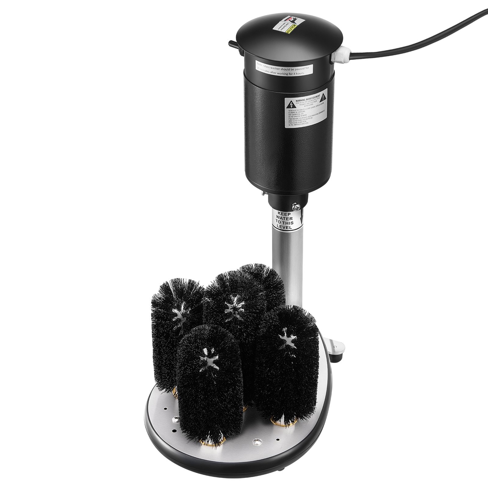 VEVOR Electric Glass Washer and Glass Cleaner with 5 Brushes for Bars, 1200 Cups/Hour Wine Glass Cleaning Machine, Glass Washer for Champagne Glasses, Beer Steins, and Mugs, for Bars and Restaurants