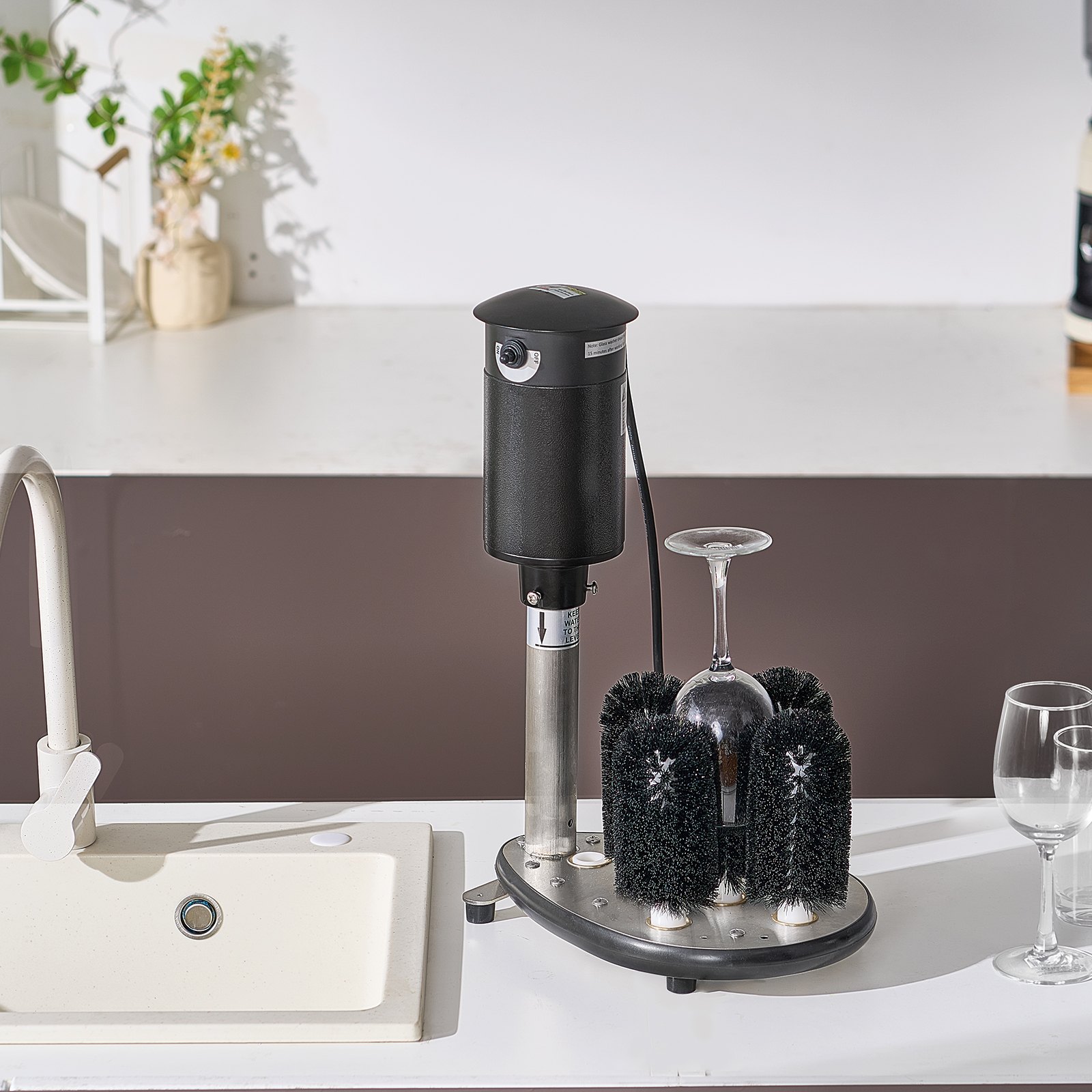 VEVOR Lavabicchieri Elettrica da Cucina Commerciale, Lavabicchieri da Bar 5 Spazzole, Macchina per Pulizia Bicchieri 1200 Tazze/ora, Lavabicchieri da Bar per Bicchieri da Vino Bar Ristorante Cantina