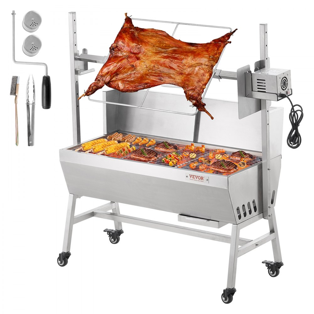 VEVOR Griglia per Arrosto allo Spiedo Elettrico 42W Carico max. 61kg Parabrezza