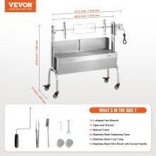 VEVOR Griglia per Arrosto allo Spiedo Elettrico 52W Carico max. 90kg Parabrezza