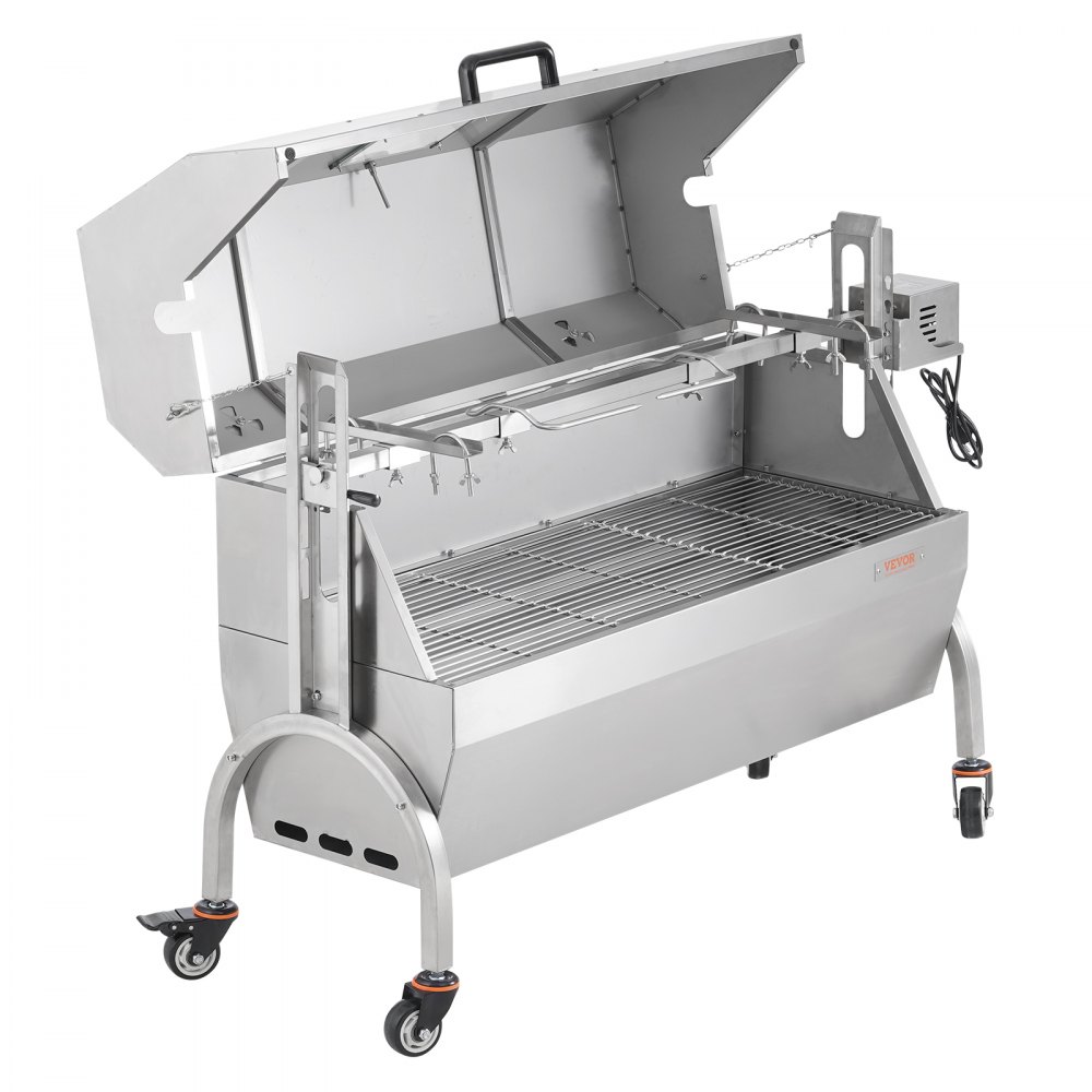 VEVOR Griglia per Agnello, Griglia per Maialino, Griglia per Arrosto, Griglia per Barbecue Carico max. 90 kg per Maiale, Agnello, Motore Elettrico da 52 W, Girarrosto Commerciale Acciaio Inox
