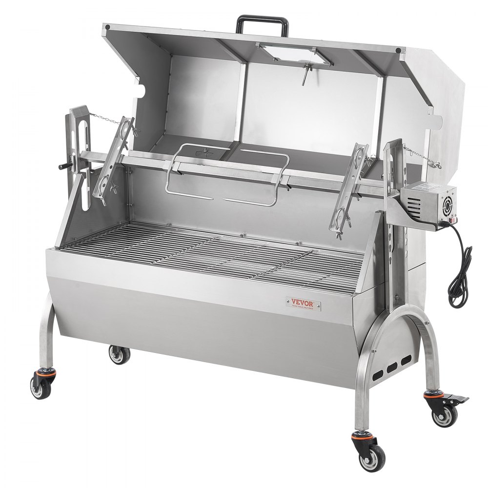 VEVOR Griglia per Agnello, Griglia per Maialino, Griglia per Arrosto, Griglia per Barbecue Carico max. 90 kg per Maiale, Agnello, Motore Elettrico da 52 W, Girarrosto Commerciale Acciaio Inox