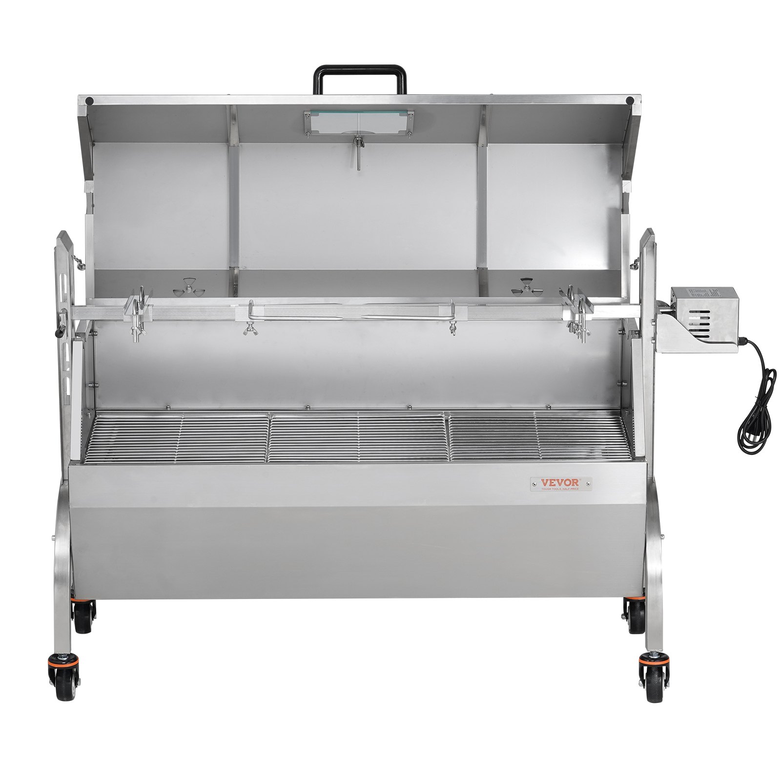 VEVOR Griglia per Agnello, Griglia per Maialino, Griglia per Arrosto, Griglia per Barbecue Carico max. 90 kg per Maiale, Agnello, Motore Elettrico da 52 W, Girarrosto Commerciale Acciaio Inox