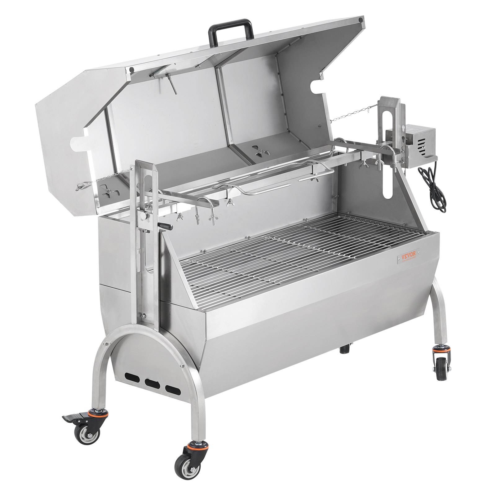 VEVOR Griglia per Agnello, Griglia per Maialino, Griglia per Arrosto, Griglia per Barbecue Carico max. 90 kg per Maiale, Agnello, Motore Elettrico da 52 W, Girarrosto Commerciale Acciaio Inox