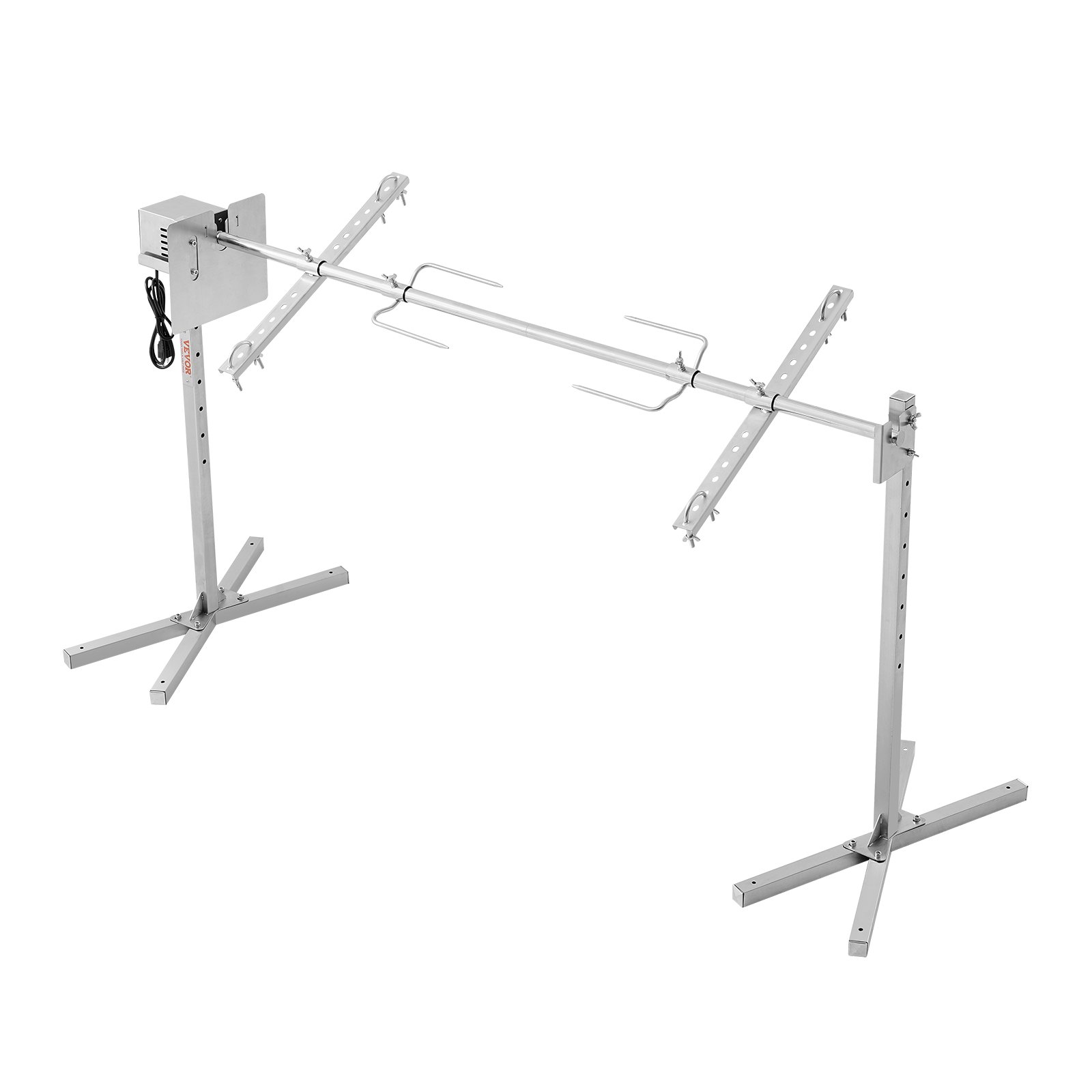 VEVOR Kit per Griglia Elettrica Asta a Spiedo per Barbecue Velocità 4 giri/min Capacità 60kg, Motore Automatico da 52 W, Supporto Universale in Acciaio Inox per Arrostire Regolabile in Altezza