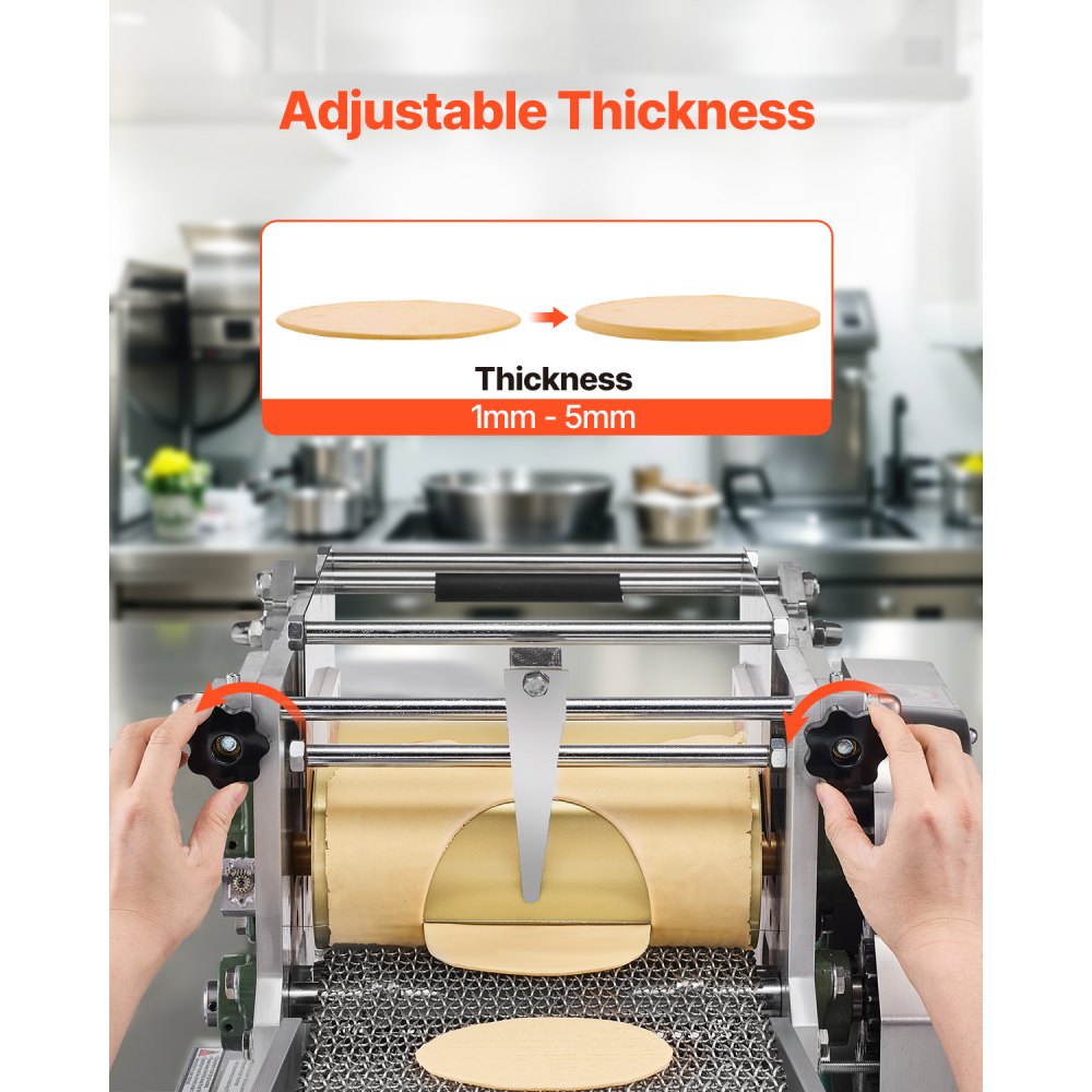 VEVOR Macchina Elettrica per Tortillas da 250 W Macchina Automatica per Tortilla di Mais, con Rivestimento Antiaderente e Due Stampi 101,6 mm + 152,4 mm per Prodotti Sopes Roti Pita Tortilla Pizza