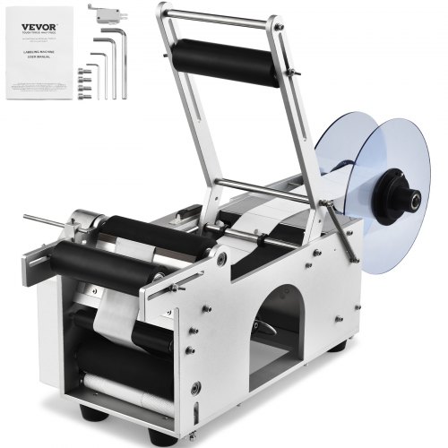 VEVOR Etichettatrice Semiautomatica per Bottiglia Rotonda, 20-50Pezzi/min, Applicatore di Etichette, Etichettatrice Regolabile Adatta per Bottiglie Larghezza Etichetta tra 13-150mm Lunghezza 25-300mm