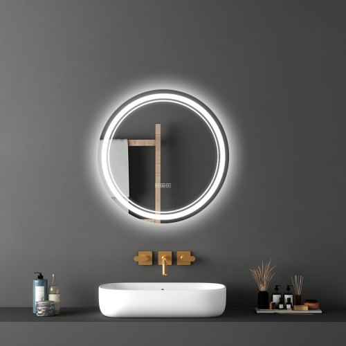 Specchio bagno Tondo 50cm Retroilluminato Con Led, Antiappannamento + 3 Luci | Leroy Merlin