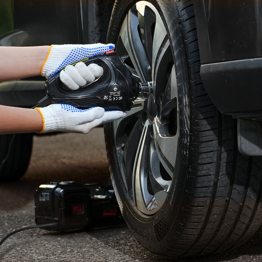 VEVOR Cric Elettrico per Auto da 5 T Cric Elettrico a Forbice con Gonfiatore Integrato, Sostituzione Pneumatici 12 V con Chiave a Percussione Elettrica e Luce LED, Kit Cric Portatile per Berlina, SUV