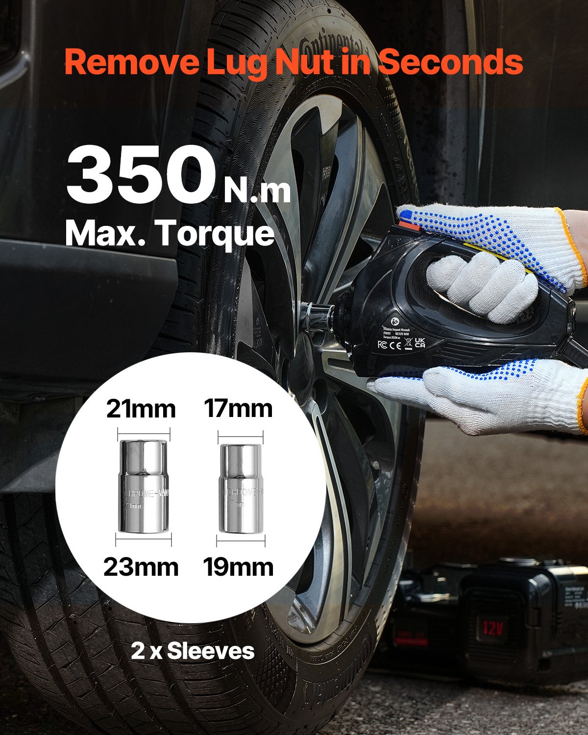 VEVOR Cric Elettrico per Auto da 5 T Cric Elettrico a Forbice con Gonfiatore Integrato, Sostituzione Pneumatici 12 V con Chiave a Percussione Elettrica e Luce LED, Kit Cric Portatile per Berlina, SUV