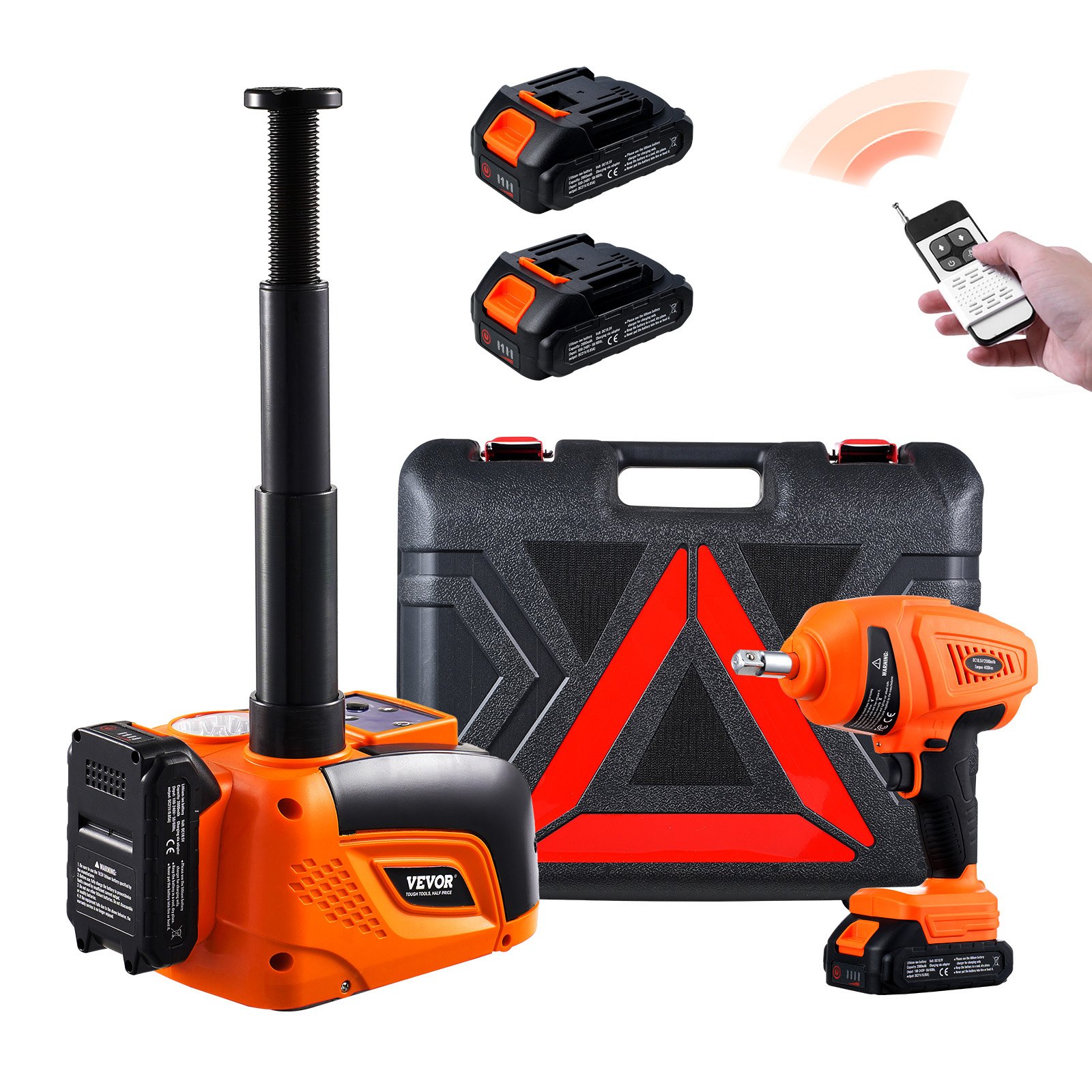 VEVOR Cric Elettrico per Auto da 5 T Cric Elettrico a Forbice con Gonfiatore Integrato, Sostituzione Pneumatici 12 V con Chiave a Percussione Elettrica e Luce LED, Kit Cric Portatile per Berlina, SUV
