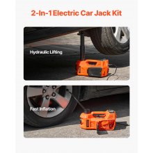 VEVOR Cric Elettrico per Auto 5 Tonnellate, Cric Elettrico Martinetto a Forbice con Gonfiatore Integrato, Cric per Sostituzione Pneumatici Regolabile 12 V con Martello Luce LED, Kit Cric Portatile
