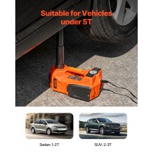 VEVOR Cric Elettrico per Auto 5 Tonnellate, Cric Elettrico Martinetto a Forbice con Gonfiatore Integrato, Cric per Sostituzione Pneumatici Regolabile 12 V con Martello Luce LED, Kit Cric Portatile