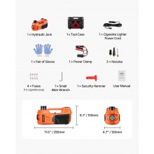 VEVOR Cric Elettrico per Auto 5 Tonnellate, Cric Elettrico Martinetto a Forbice con Gonfiatore Integrato, Cric per Sostituzione Pneumatici Regolabile 12 V con Martello Luce LED, Kit Cric Portatile