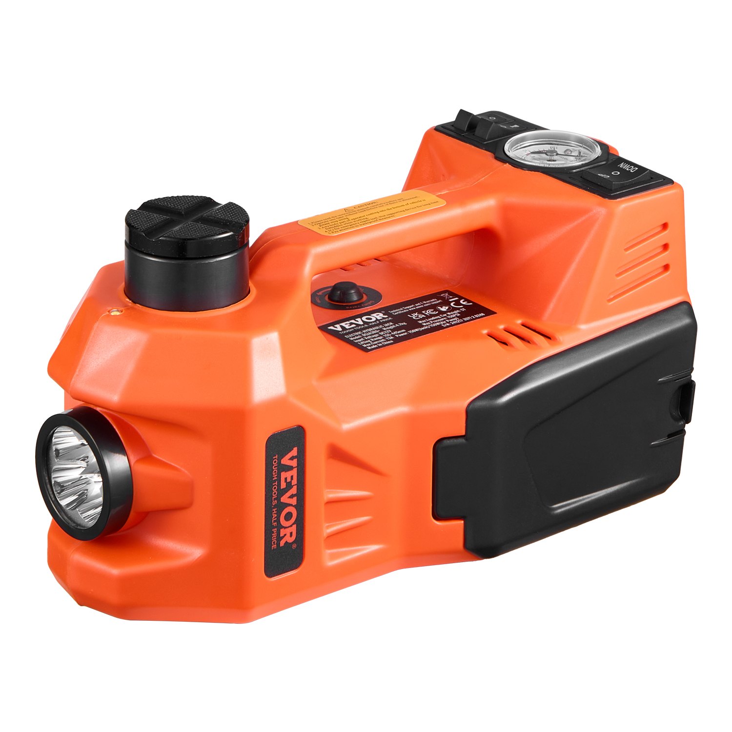 VEVOR Cric Elettrico per Auto 5 Tonnellate, Cric Elettrico Martinetto a Forbice con Gonfiatore Integrato, Cric per Sostituzione Pneumatici Regolabile 12 V con Martello Luce LED, Kit Cric Portatile