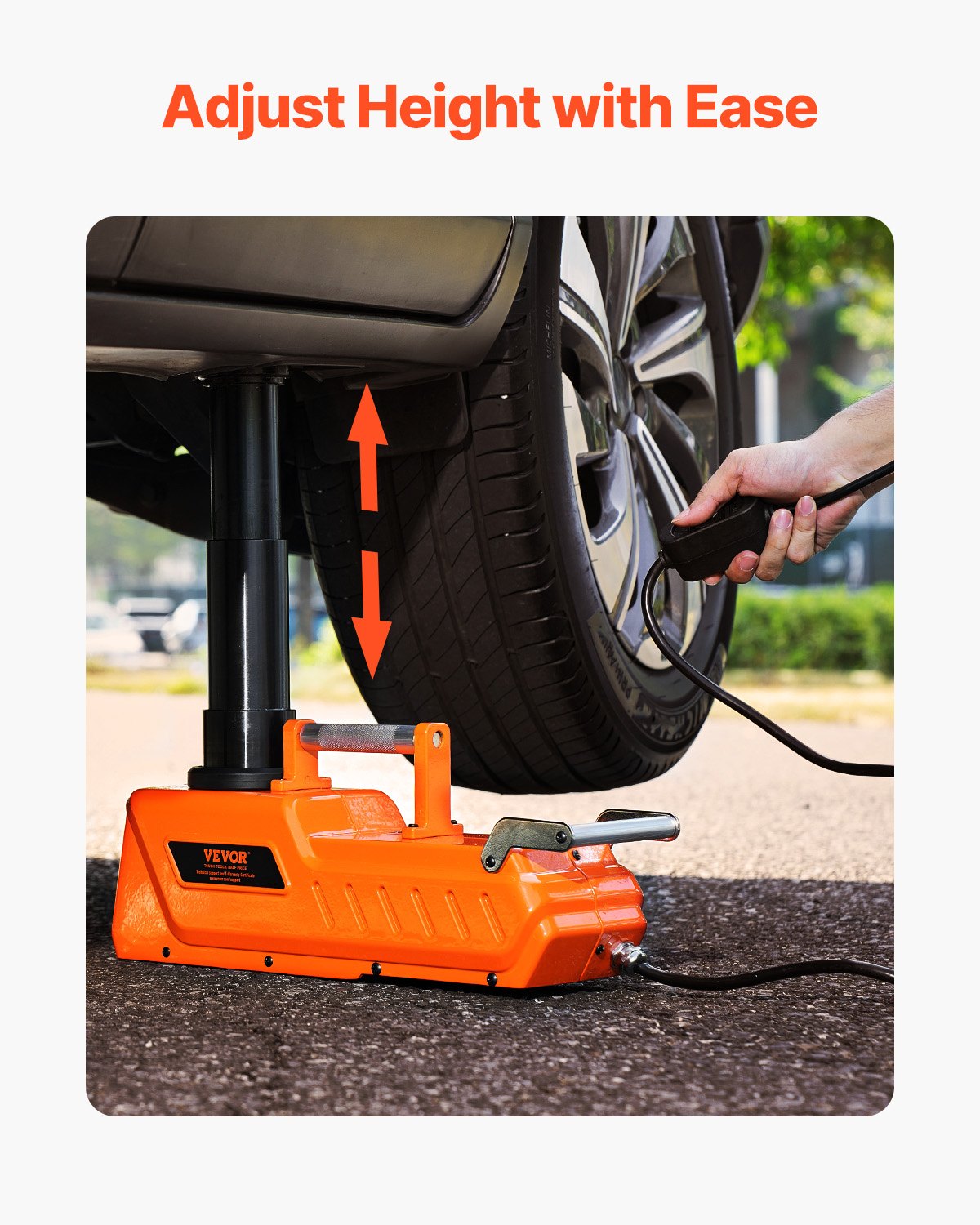 VEVOR Electric Car Jack 15t Adjustable Electric Scissor Jack with High Lifting Capacity, 12V Tire Change Kit with Dual Power & LED Light, Jack Set for Sedans, SUVs, and Trucks