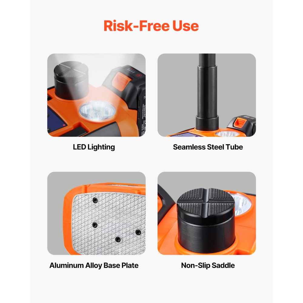 VEVOR Electric Car Jack, Adjustable Portable Scissor Jack with High Lifting Capacity (5 t), Tire Change Kit with LED Light & Remote Control, Jack Set for Sedan, SUV, Truck, Orange