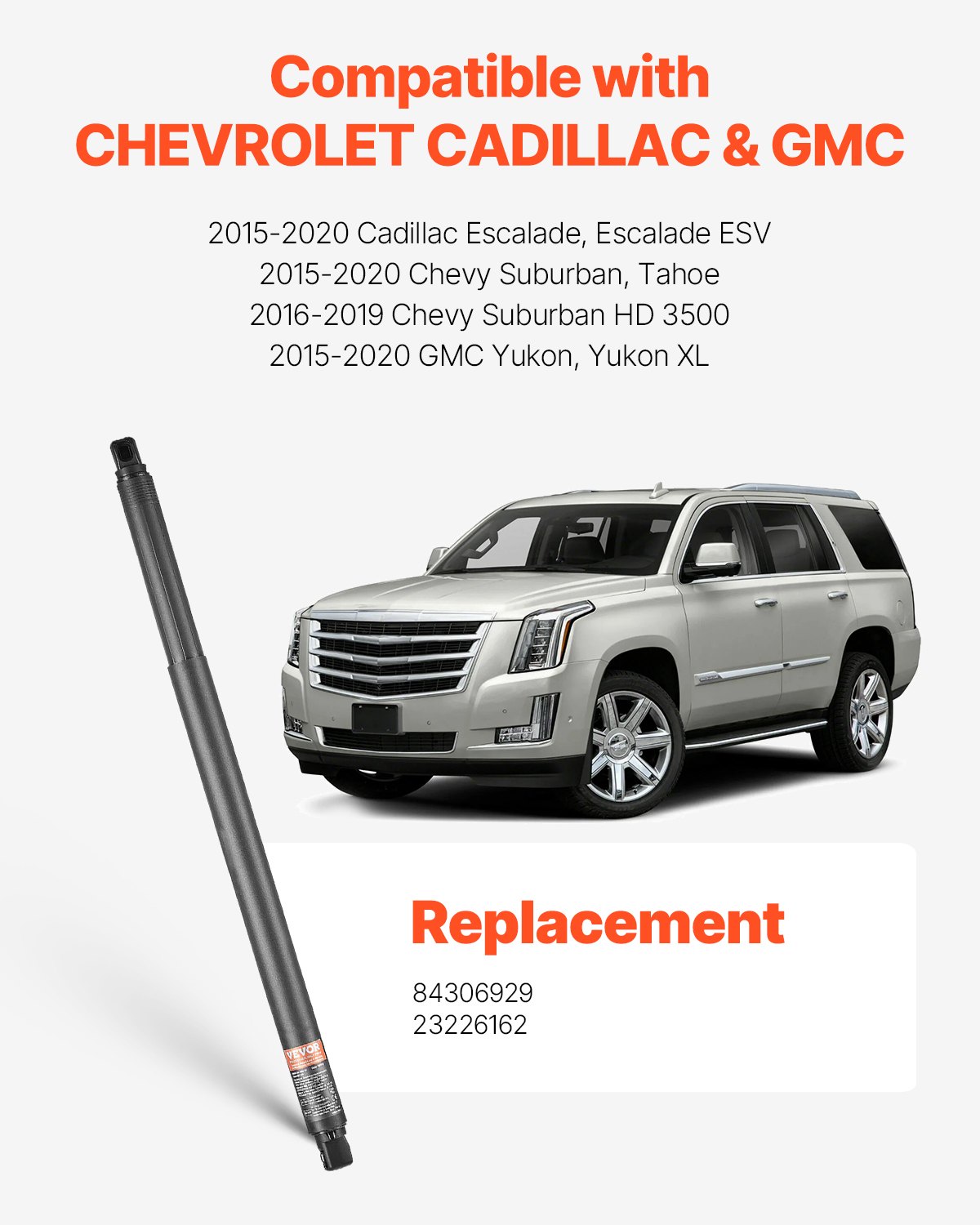 VEVOR Supporto di Sollevamento Portellone Posteriore Sinistro e Destro, 2 PZ, Per Cadillac Escalade/Escalade ESV 2015-2020 Ammortizzatore Portellone Elettrico Sostituisce Numero OE 84306929 23226162