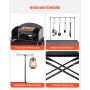 VEVOR Tavolo da Cucina da Campeggio all'Aperto, Stazione di Cottura Portatile in Alluminio con 3 Armadietti Portaoggetti, Borsa per Trasporto, Parabrezza Staccabile, per Barbecue, Festa, Picnic, Nero
