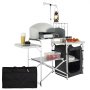 VEVOR Cucina da Campeggio per Cottura Pieghevole Portatile con Parabrezza a 3 Lati Materiale in Alluminio Ferro MDF Dimensioni Estese 146x46x168 cm, Tavolo Pieghevole Portaoggetti da Campeggio per BBQ