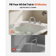 VEVOR Rubinetto per Vasca da Bagno, Set di Rubinetti per Vasca da Bagno con 3 Fori 2 Maniglie, Set di Miscelatore in Acciaio Inossidabile Spazzolato con Beccuccio ad Arco, Flusso Acqua Fredda Calda