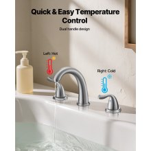 VEVOR Rubinetto per Vasca da Bagno, Set di Rubinetti per Vasca da Bagno con 3 Fori 2 Maniglie, Set di Miscelatore in Acciaio Inossidabile Spazzolato con Beccuccio ad Arco, Flusso Acqua Fredda Calda