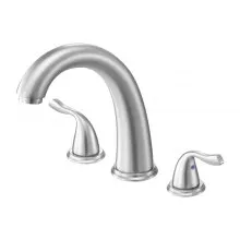 VEVOR Rubinetto per Vasca da Bagno, Set di Rubinetti per Vasca da Bagno con 3 Fori 2 Maniglie, Set di Miscelatore in Acciaio Inossidabile Spazzolato con Beccuccio ad Arco, Flusso Acqua Fredda Calda