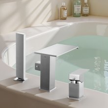 VEVOR Rubinetto per Vasca da Bagno con 3 Fori, Rubinetto con Doccetta 1 Maniglia, Miscelatore da Bagno in Acciaio Inossidabile Spazzolato con Doppia Opzione di Flusso Acqua Calda Acqua Fredda