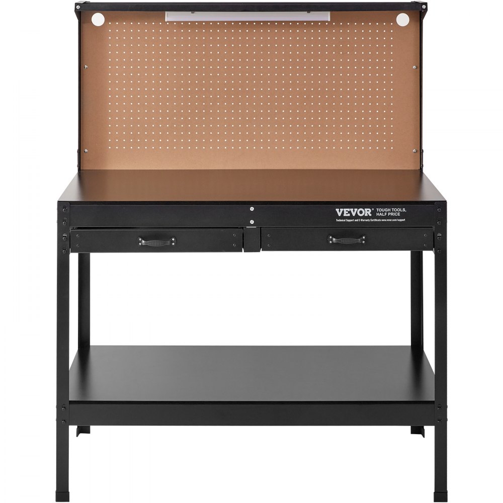 VEVOR Banco da Lavoro A3 Banco da Lavoro in Acciaio con Prese max. 1500 W Banco da Lavoro Capacità Carico max. 100 kg ca. Banco da Lavoro 4 Prese CA 2 Porte USB 2 Ripiani Portautensili da Officina