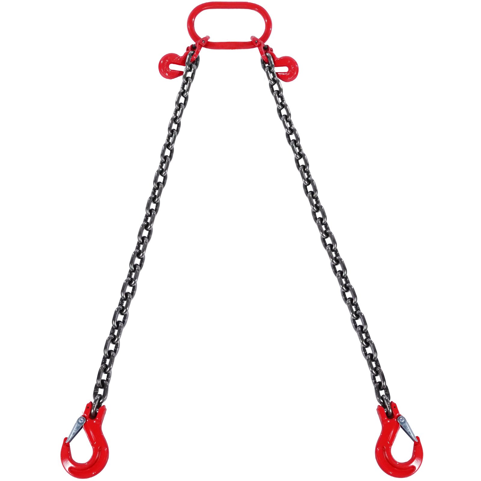 VEVOR Imbracatura a catena di sollevamento a 2 gambe con ganci e regolatori, 8 mm x 180 cm, Capacità carico 2993 kg, Grado 80 per Carrello elevatore, Paranco a motore, Banchina, Cantiere, Fabbrica