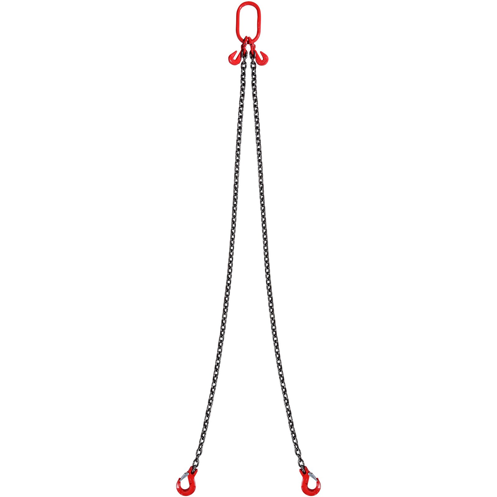 VEVOR Imbracatura a catena di sollevamento a 2 gambe con ganci e regolatori, 8 mm x 180 cm, Capacità carico 2993 kg, Grado 80 per Carrello elevatore, Paranco a motore, Banchina, Cantiere, Fabbrica