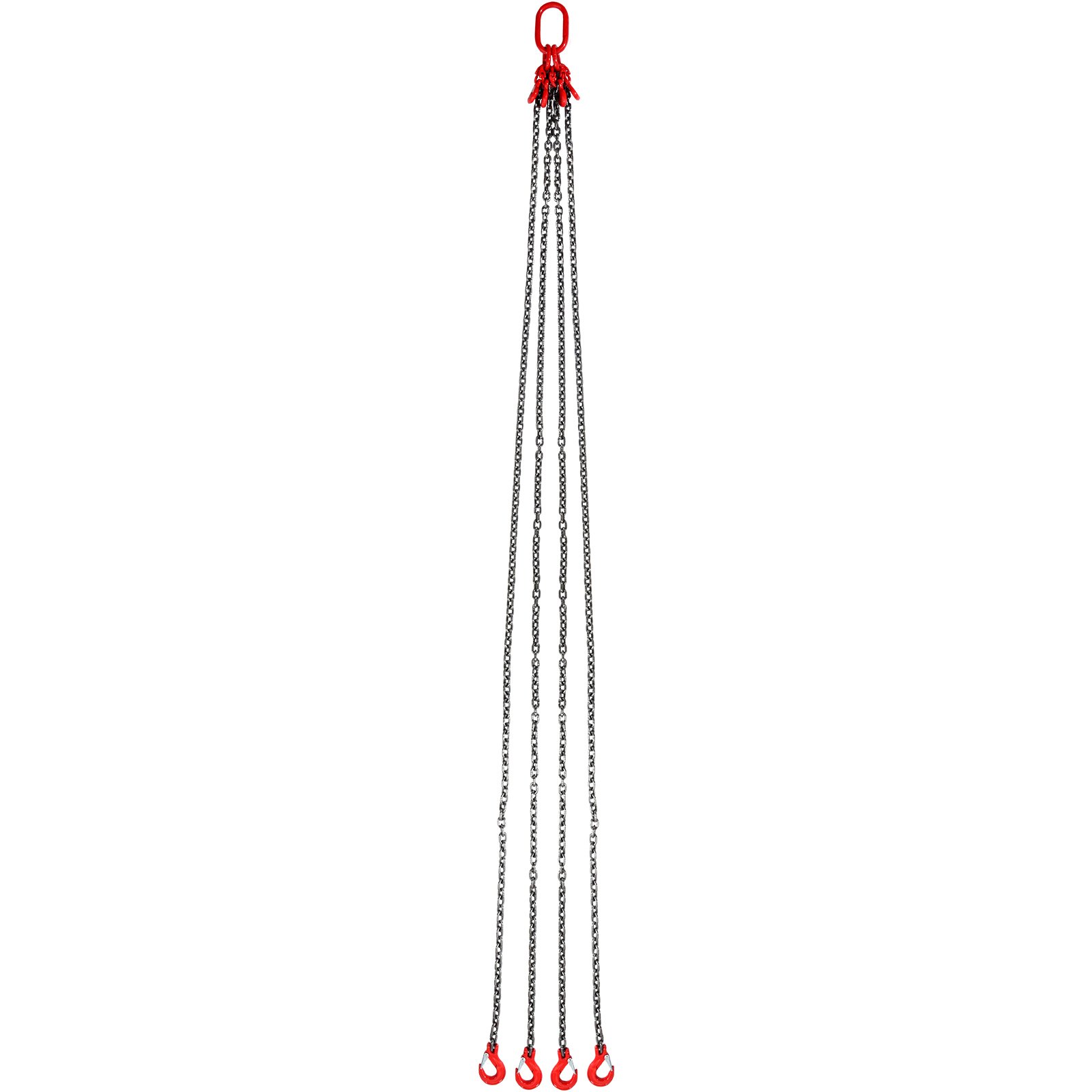 VEVOR Imbracatura a catena di sollevamento a 4 gambe con ganci e regolatori, 8 mm x 300 cm, Capacità carico 5.000 kg, Grado 80 per carrello elevatore, Paranco a motore, Banchina, Cantiere, Fabbrica