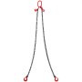 VEVOR Imbracatura a catena di sollevamento a 2 bracci con ganci e regolatori, 10 mm x 180 cm, Capacità carico 5000 kg, Grado 80 per carrello elevatore, Paranco a motore, Banchina, Cantiere, Fabbrica