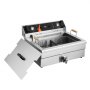 VEVOR Commercial Deep Fryer, 2250W Electric Deep Fryer with Basket, Large 20L Capacity Countertop Oil Fryer, Stainless Steel, Temperature Control, for Kitchen & Restaurant Use, Silver