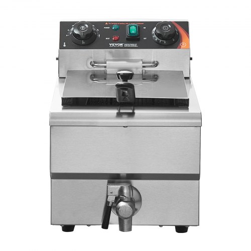 Friggitrice Professionale CROSSON 8L - Potente 3250W Per Ristoranti, Acciaio Inox, Controllo Temperatura