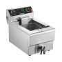 VEVOR Friggitrice Professionale Elettrica 3000W con Cestello, Friggitrice a Olio Singolo in Acciaio Inox 11 L con Controllo Tempo e Temperatura, Protezione Surriscaldamento, Uso Cucina Ristorante