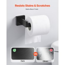 VEVOR Set di Portasciugamani da Bagno 5 pezzi con Barra Portasciugamani Lunghezza 400mm Anello Quadrato 2 Ganci Porta Carta Igienica, per Bagno, Montaggio a Parete, Nero opaco