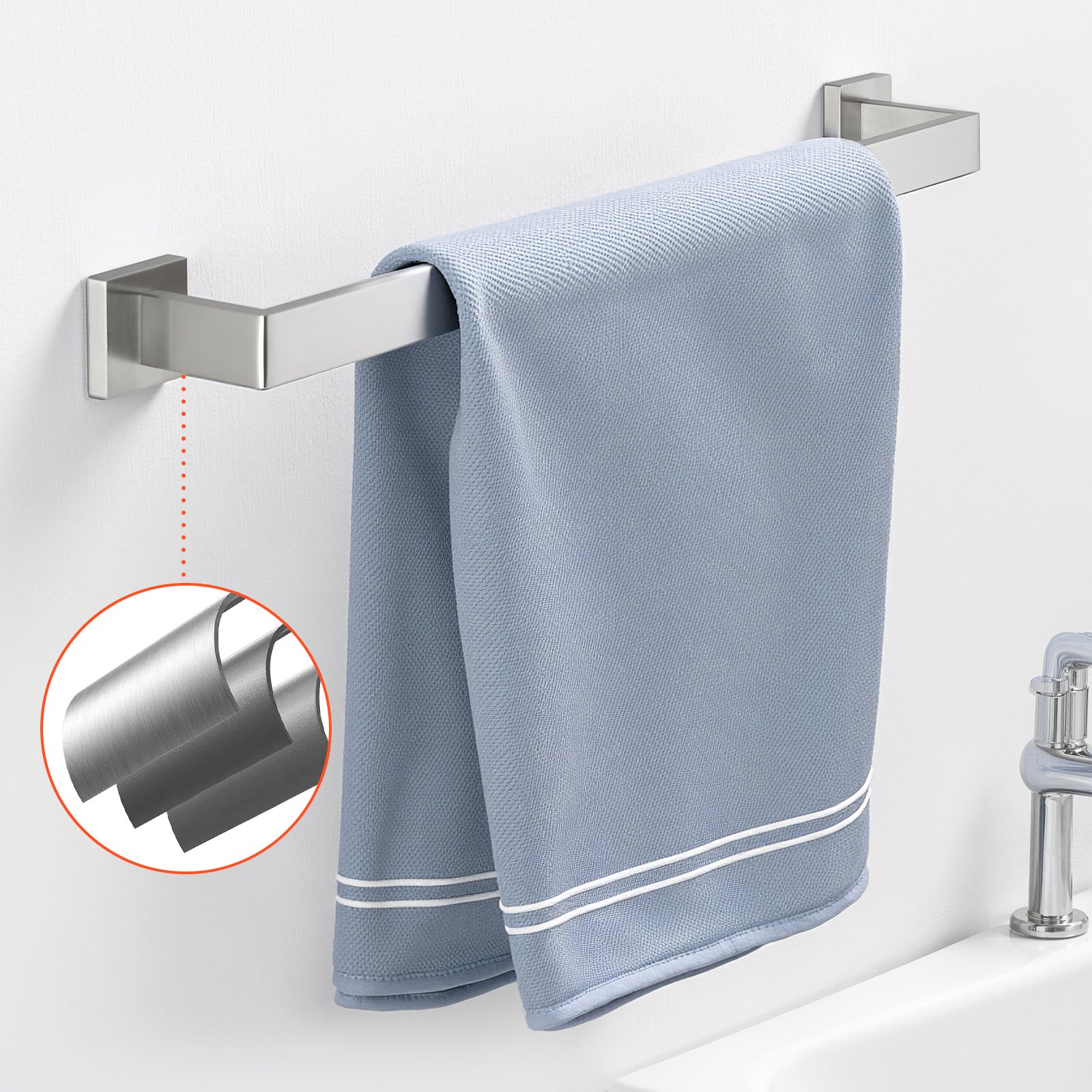 VEVOR Set di Portasciugamani da Bagno in Nichel Spazzolato 5 pezzi con Barra Portasciugamani Lunghezza 598mm in Acciaio Inox 2 Ganci Porta Carta Igienica, per Bagno, Montaggio a Parete