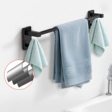 VEVOR Set di Portasciugamani da Bagno 4 pezzi con Barra Portasciugamani Lunghezza 595mm Anello Porta Asciugamano in Acciaio Inox 201, Kit Ferramenta per Bagno, Montaggio a Parete