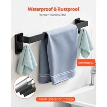 VEVOR Set di Portasciugamani da Bagno 5 pezzi con Barra Portasciugamani Lunghezza 595mm Anello Quadrato Porta Asciugamano in Acciaio Inox 201, Kit Ferramenta per Bagno, Montaggio a Parete