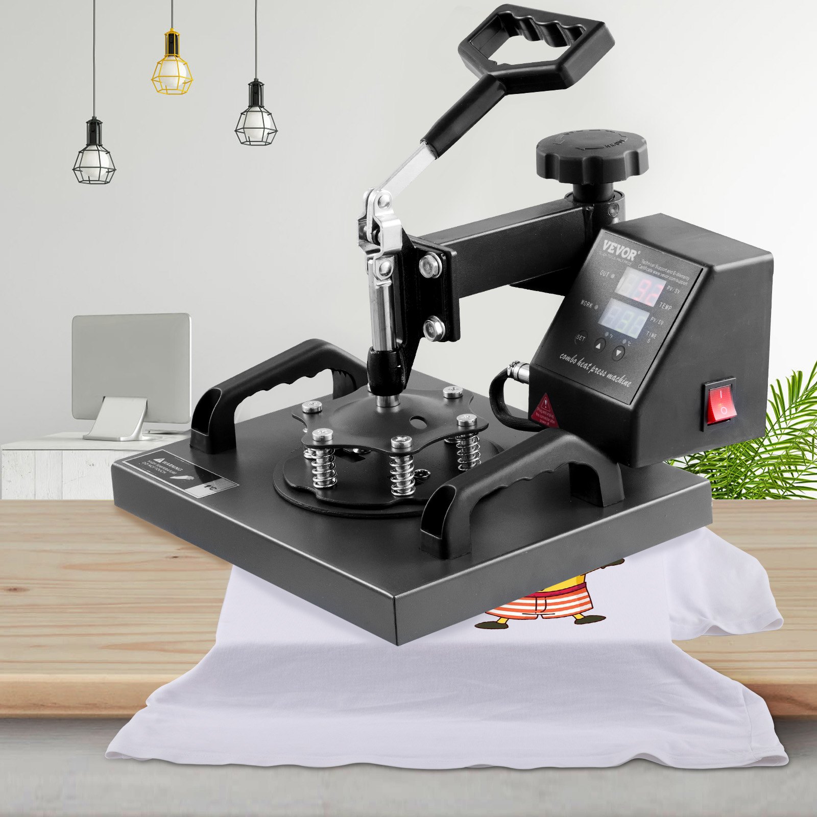 VEVOR 2 in 1 Macchina Digitale Intelligente per Pressa a Caldo, 650 W 25,4 x 30,5 cm Macchina Sublimazione Pressa di Calore Girevole a 360 Gradi per Magliette, Cuscini, Borse, Berretti, Cappelli