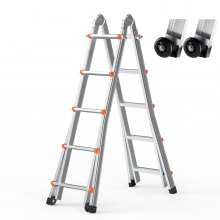 VEVOR Scala Telescopica A Frame, Scala Estensibile Compatta in Alluminio 5120 mm, Scala Pieghevole Portatile, Scala Telescopica per Camper, Compiti a Casa, Tetto Interno ed Esterno, Carico 149,7 kg