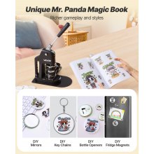 VEVOR Macchina per Spille, Macchina Punzonatrice Manuale con 300 pezzi di Badge Dimensioni 32/58/75mm, Impugnatura Ergonomica, per Spille Personalizzate Fai da te, Nero