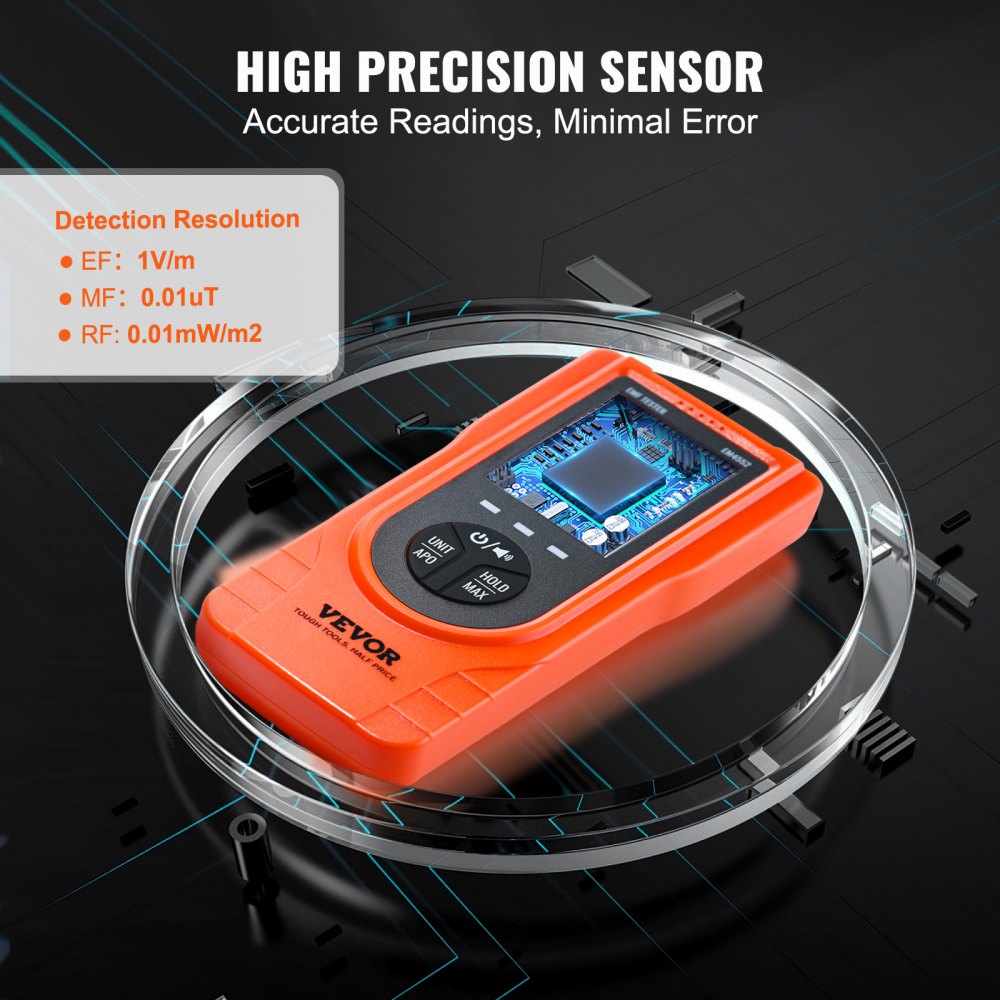 VEVOR Misuratore EMF 5 Hz-3,5 GHz, rilevatore di radiazioni campo elettromagnetico ricaricabile portatile, tester EMF LCD per ispezioni domestiche EF MF RF, attrezzatura paranormale