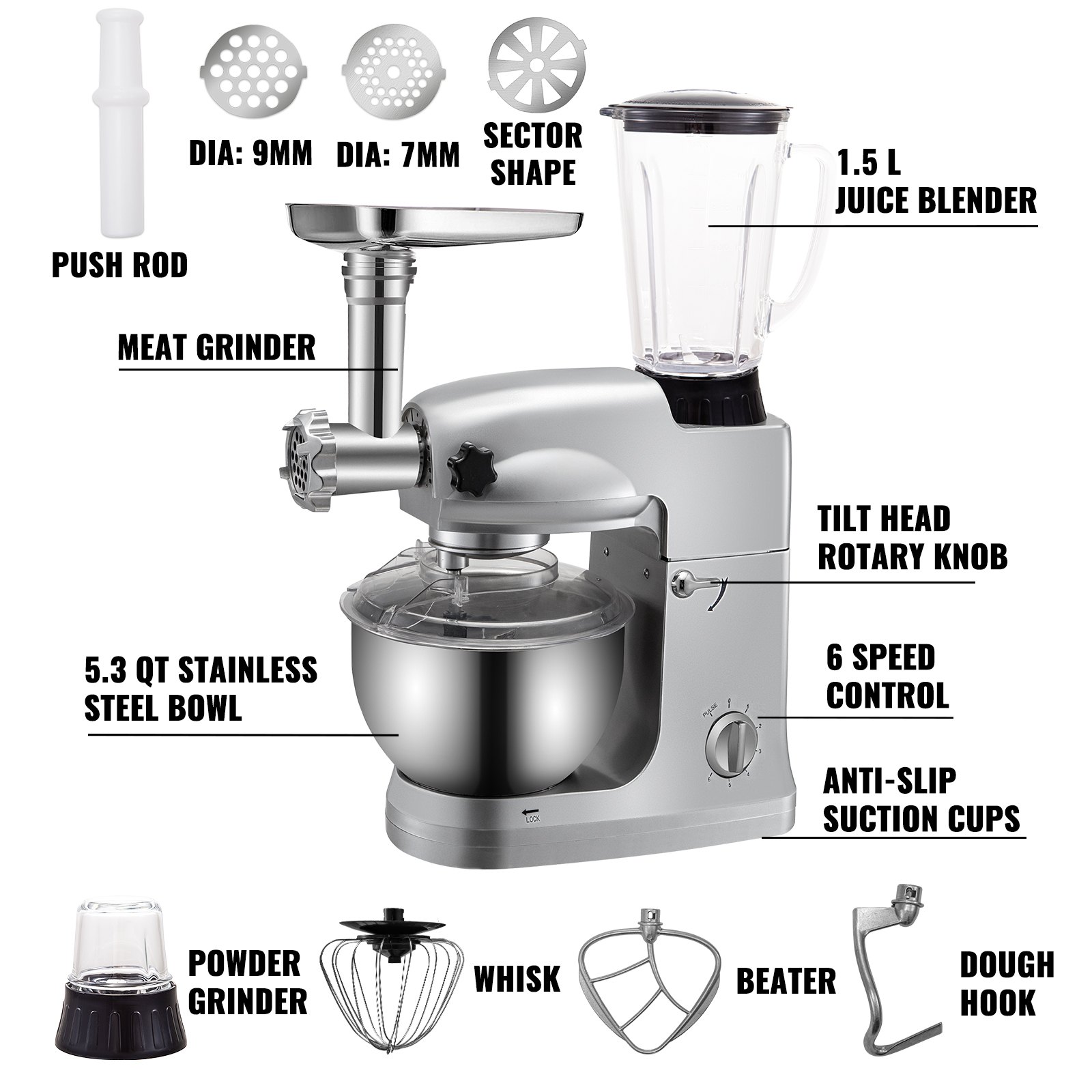 Vevor 110 V Impastatrice Planetaria Sbattitore Elettrico Alimento Della Cucina