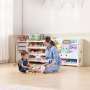 VEVOR Scaffale per Giocattoli in HDPE, Organizzatore per Giocattoli Multifunzionale a 4 Ripiani con 10 Contenitori in Plastica Flessibile, per Camera da Letto e Cameretta dei Bambini, Grigio e Beige