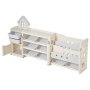 VEVOR Scaffale per Giocattoli in HDPE, Organizzatore per Giocattoli Multifunzionale a 4 Ripiani con 10 Contenitori in Plastica Flessibile, per Camera da Letto e Cameretta dei Bambini, Grigio e Beige