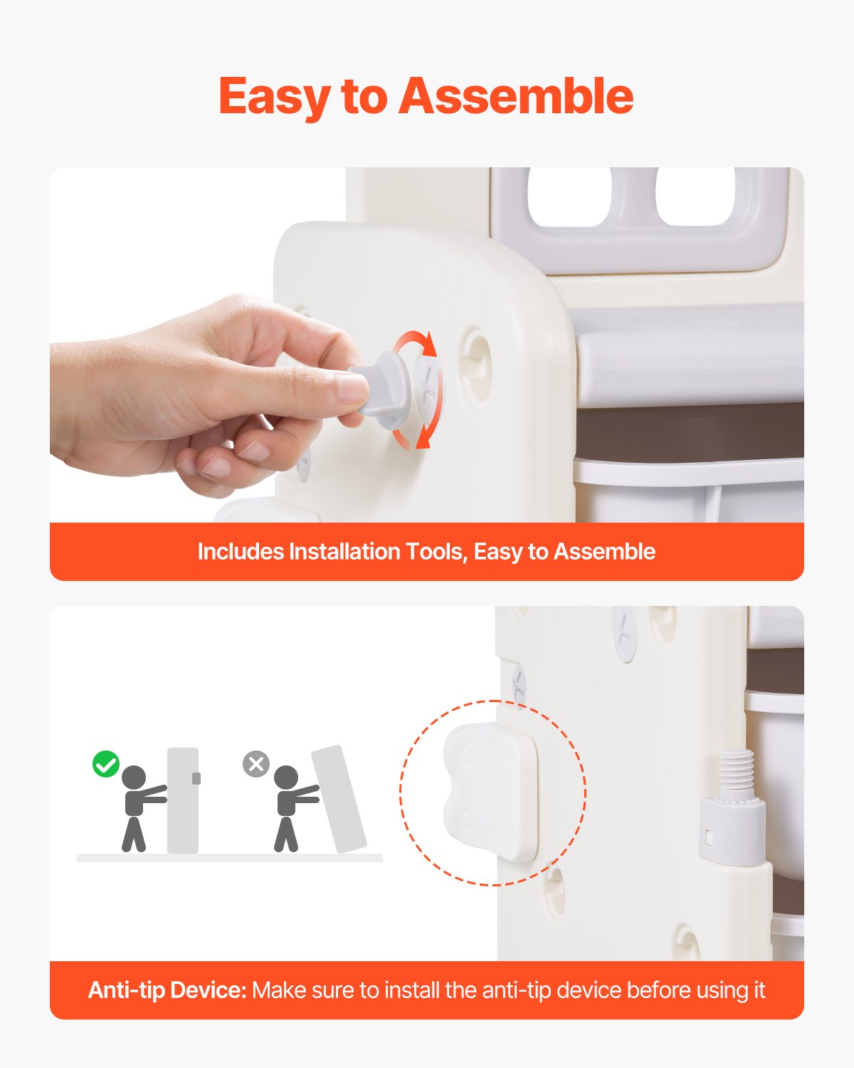 VEVOR Scaffale per Giocattoli in HDPE, Organizzatore per Giocattoli Multifunzionale a 4 Ripiani con 10 Contenitori in Plastica Flessibile, per Camera da Letto e Cameretta dei Bambini, Grigio e Beige